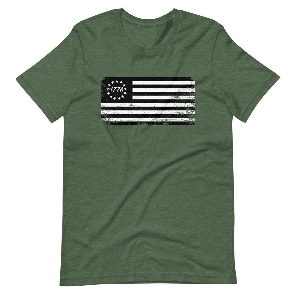 Betsy Ross Flag Black 1776 Distressed Short-Sleeve Unisex T-Shirt