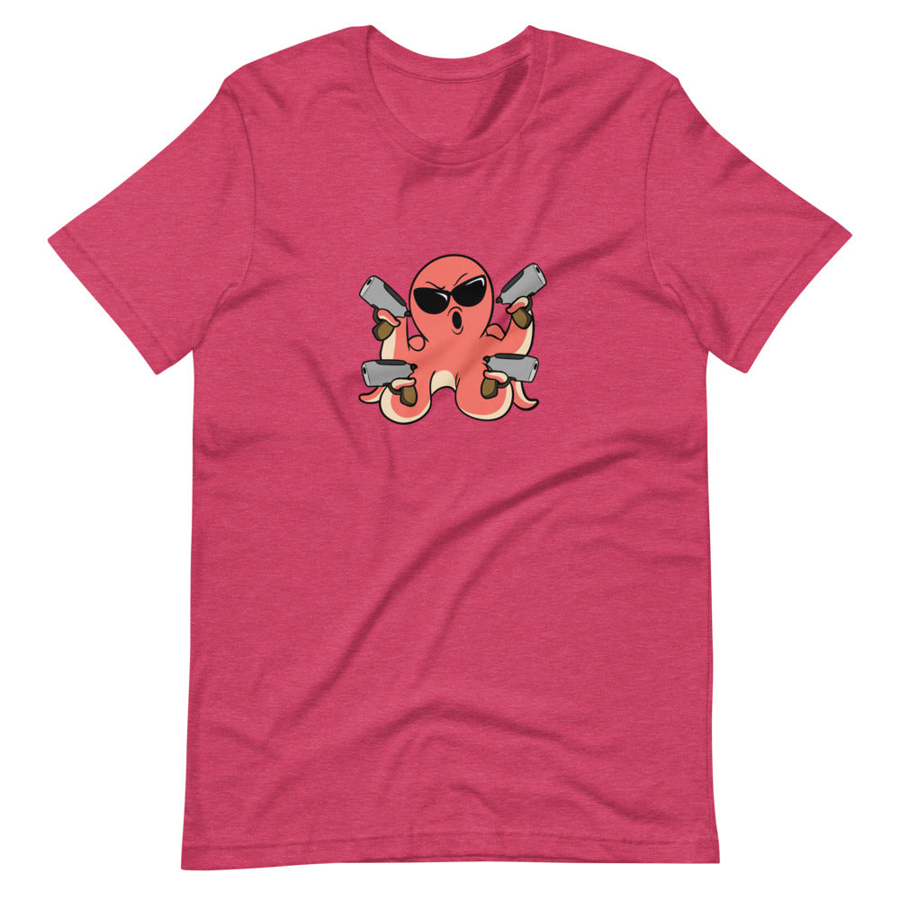 Second Amendment Octopus Cartoon Short Sleeve Unisex T-Shirt