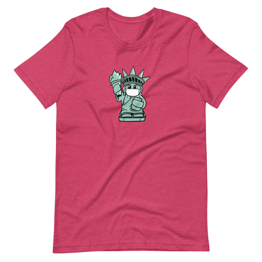 Masked Liberty Cartoon Short Sleeve Unisex T-Shirt