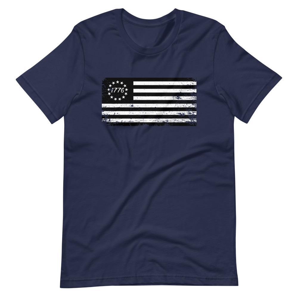 Betsy Ross Flag Black 1776 Distressed Short-Sleeve Unisex T-Shirt