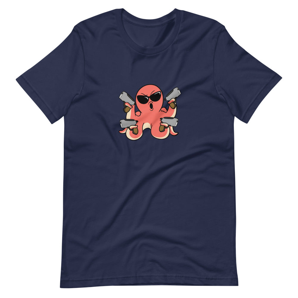 Second Amendment Octopus Cartoon Short Sleeve Unisex T-Shirt
