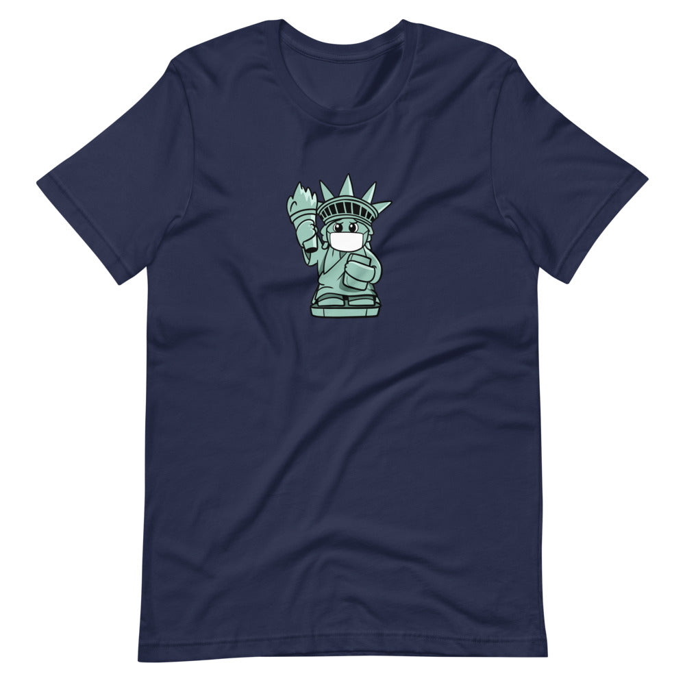 Masked Liberty Cartoon Short Sleeve Unisex T-Shirt