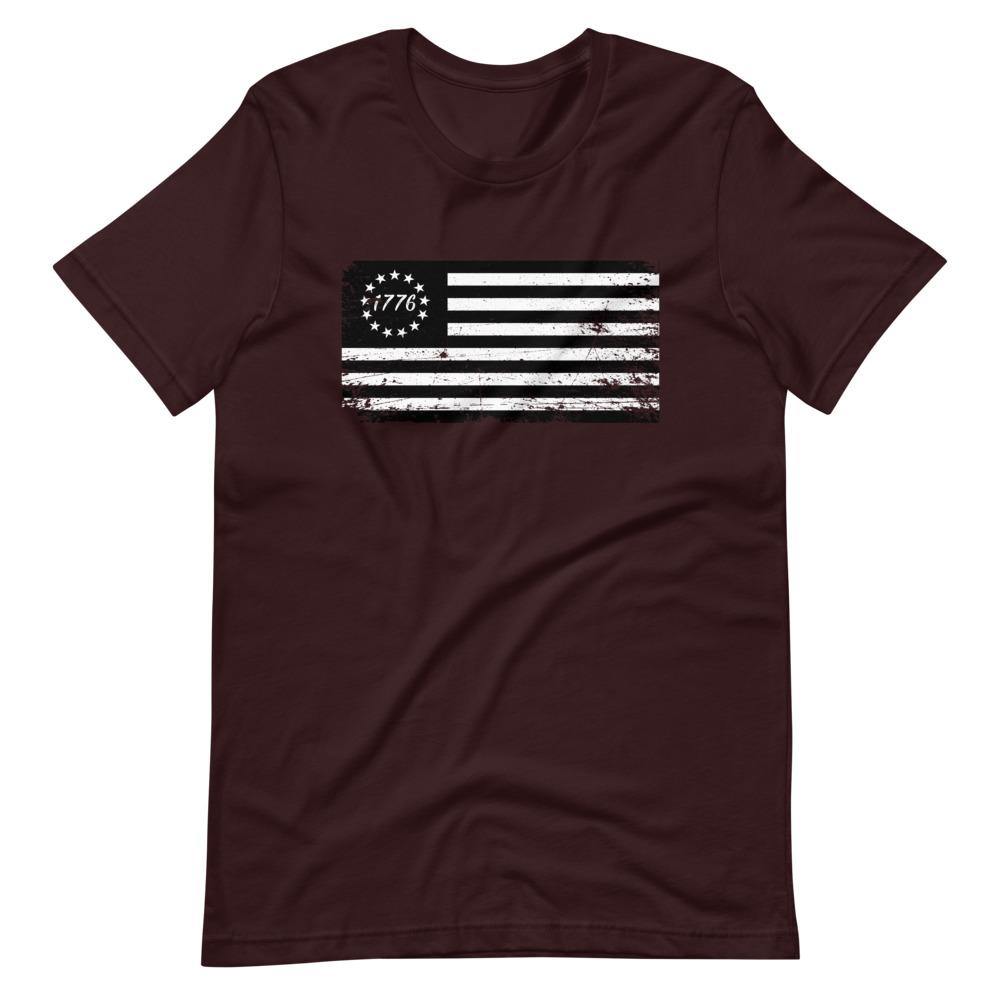 Betsy Ross Flag Black 1776 Distressed Short-Sleeve Unisex T-Shirt