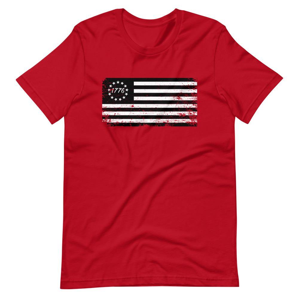 Betsy Ross Flag Black 1776 Distressed Short-Sleeve Unisex T-Shirt