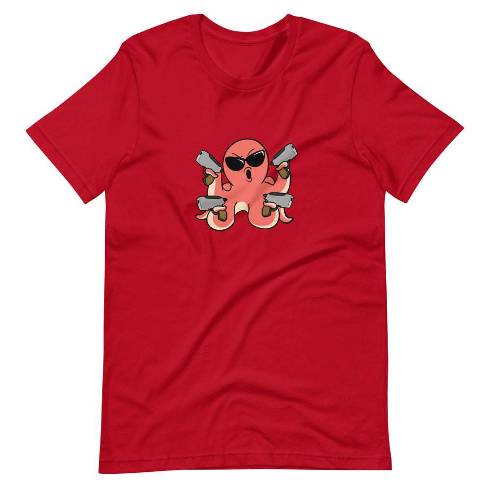 Second Amendment Octopus Cartoon Short Sleeve Unisex T-Shirt