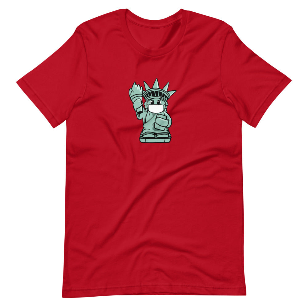 Masked Liberty Cartoon Short Sleeve Unisex T-Shirt