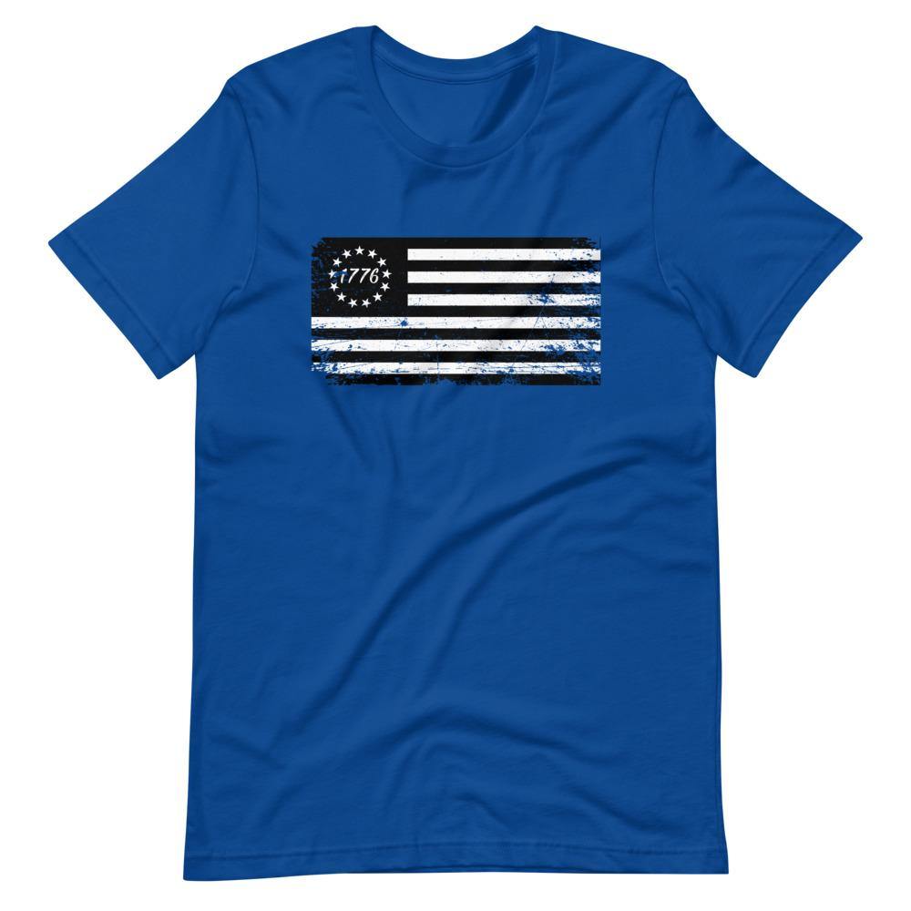 Betsy Ross Flag Black 1776 Distressed Short-Sleeve Unisex T-Shirt