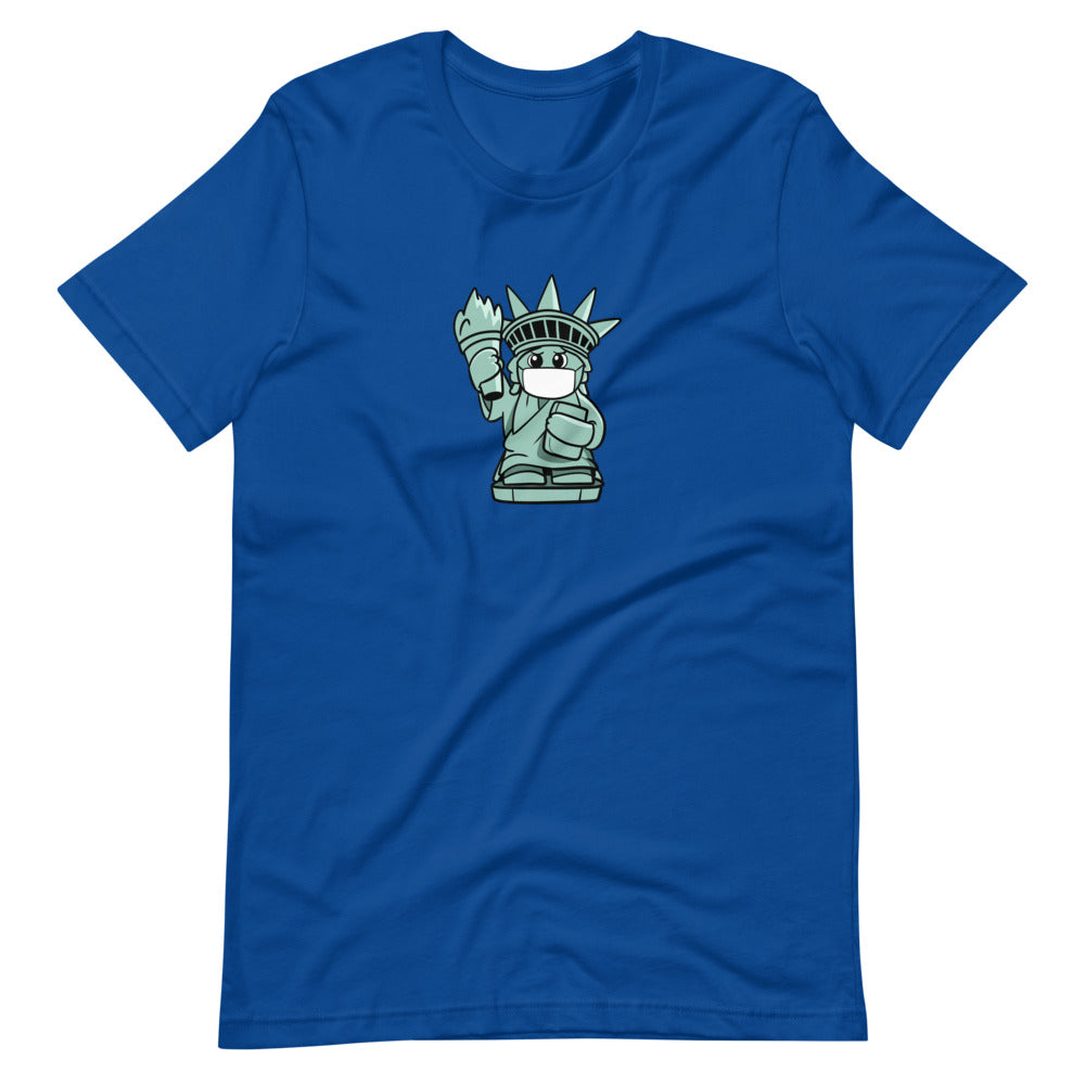 Masked Liberty Cartoon Short Sleeve Unisex T-Shirt