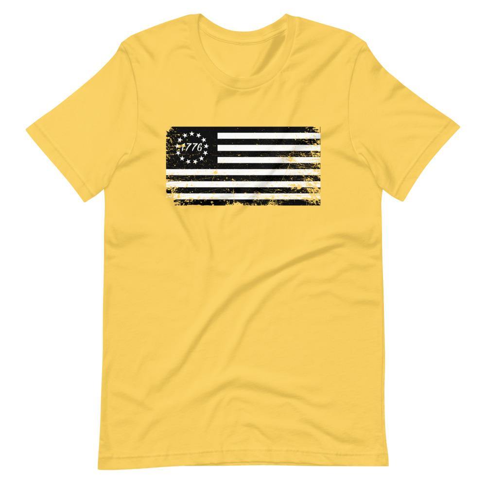Betsy Ross Flag Black 1776 Distressed Short-Sleeve Unisex T-Shirt
