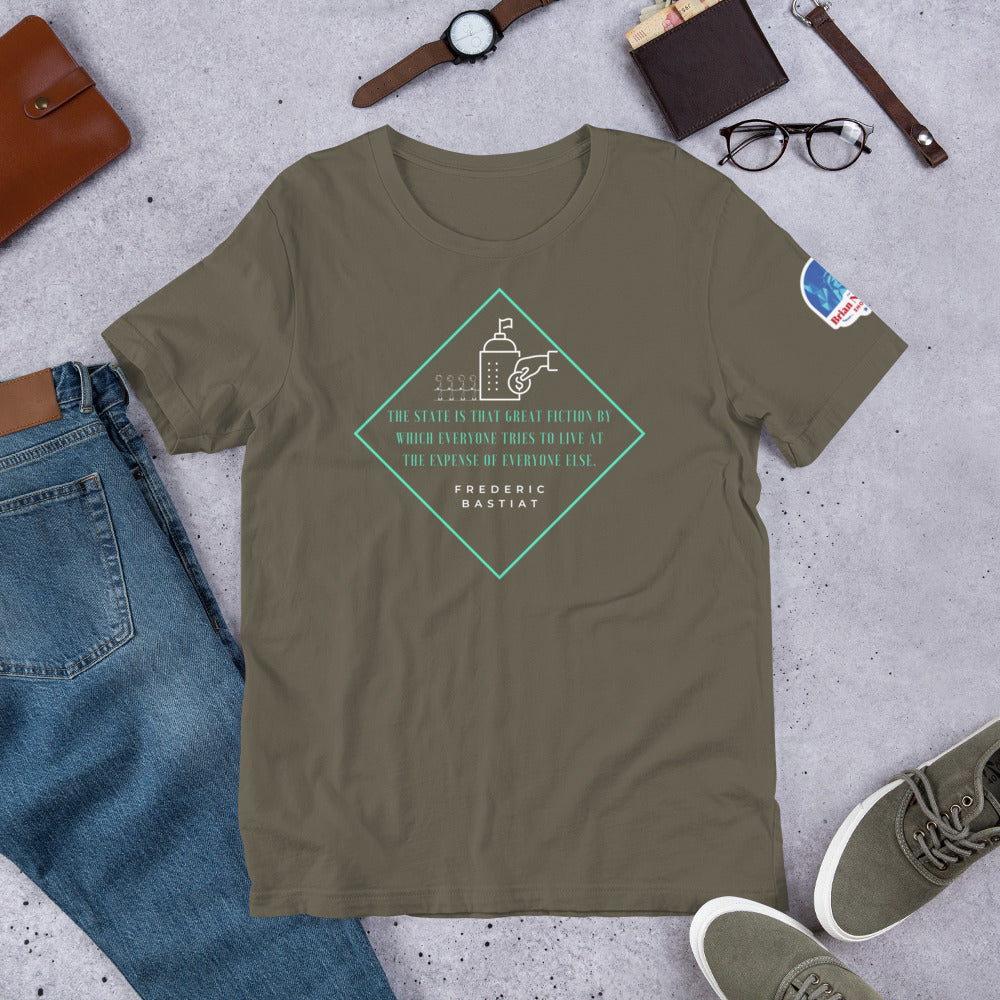 The State is the Great Fiction - Frederic Bastiat Unisex t-shirt
