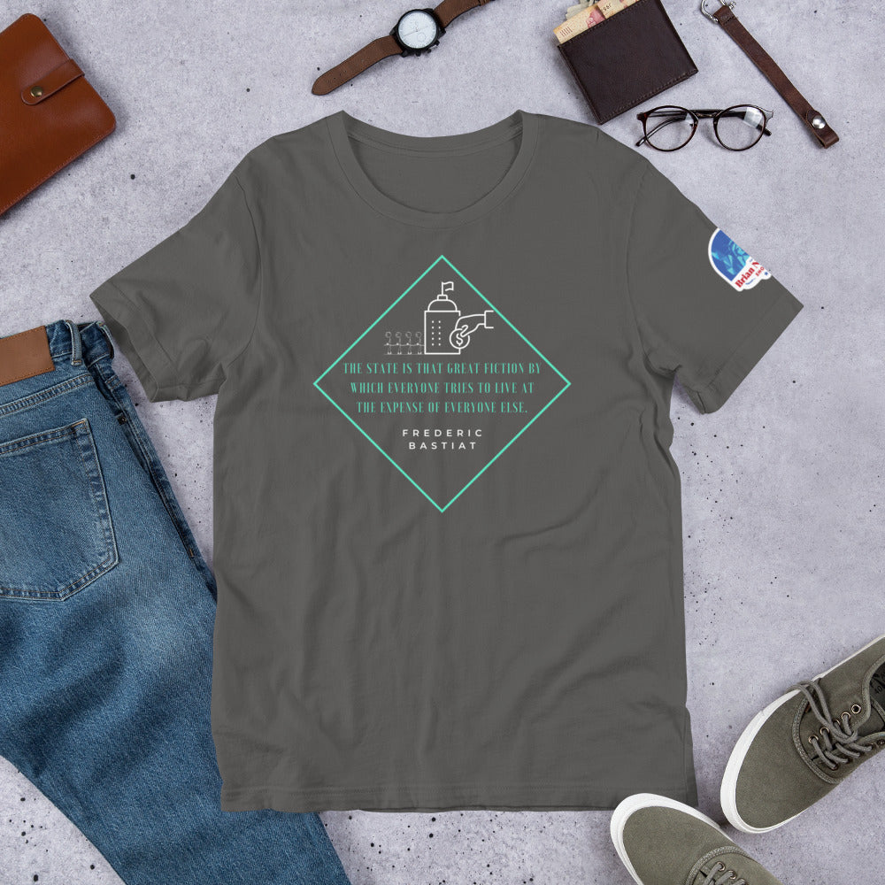 The State is the Great Fiction - Frederic Bastiat Unisex t-shirt