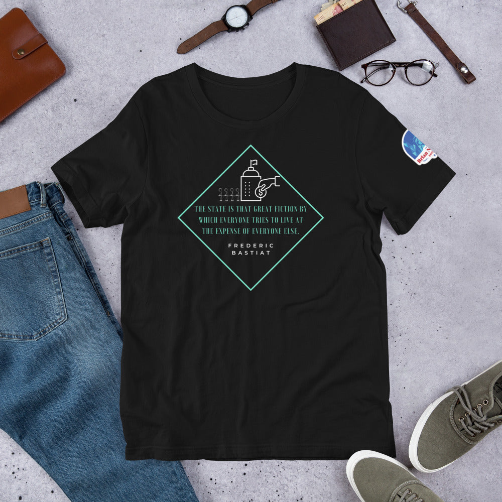 The State is the Great Fiction - Frederic Bastiat Unisex t-shirt