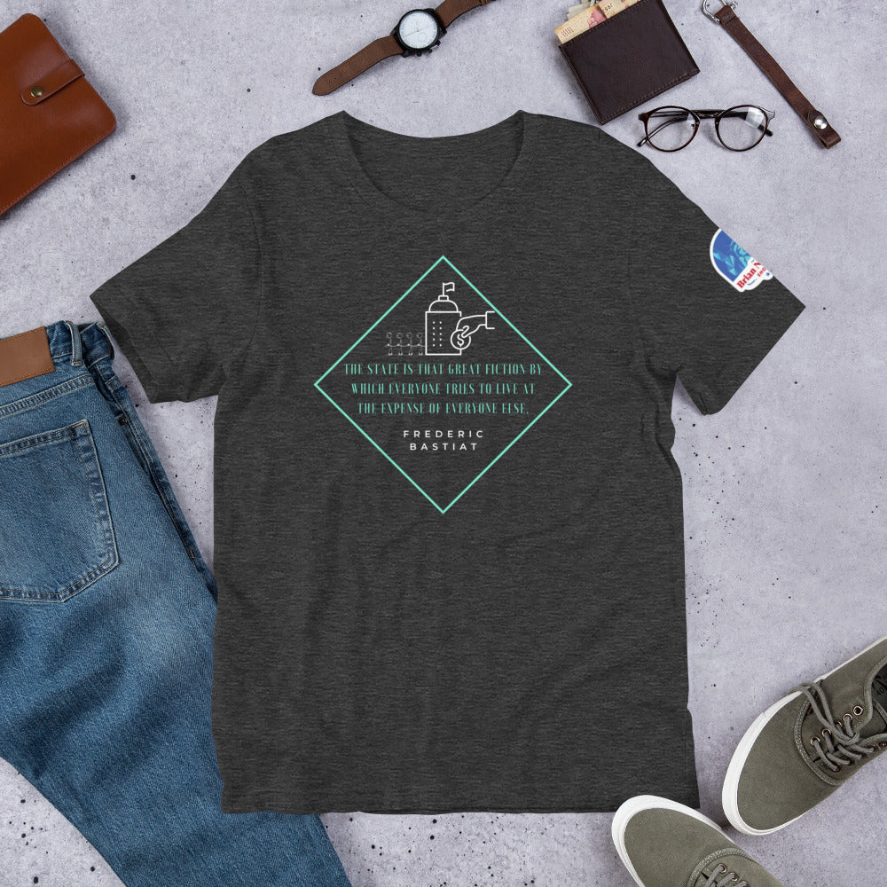The State is the Great Fiction - Frederic Bastiat Unisex t-shirt