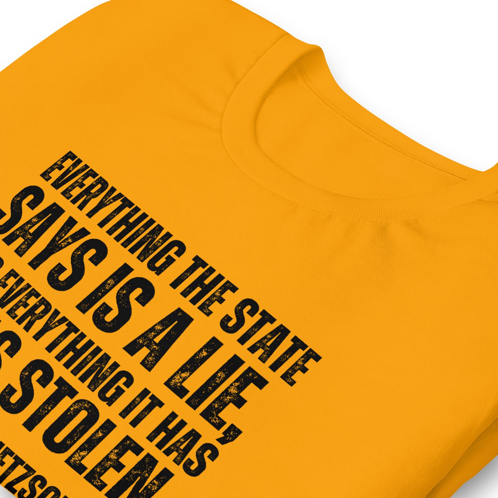 Everything the State says is a Lie, and Everything it has it has Stolen Unisex t-shirt