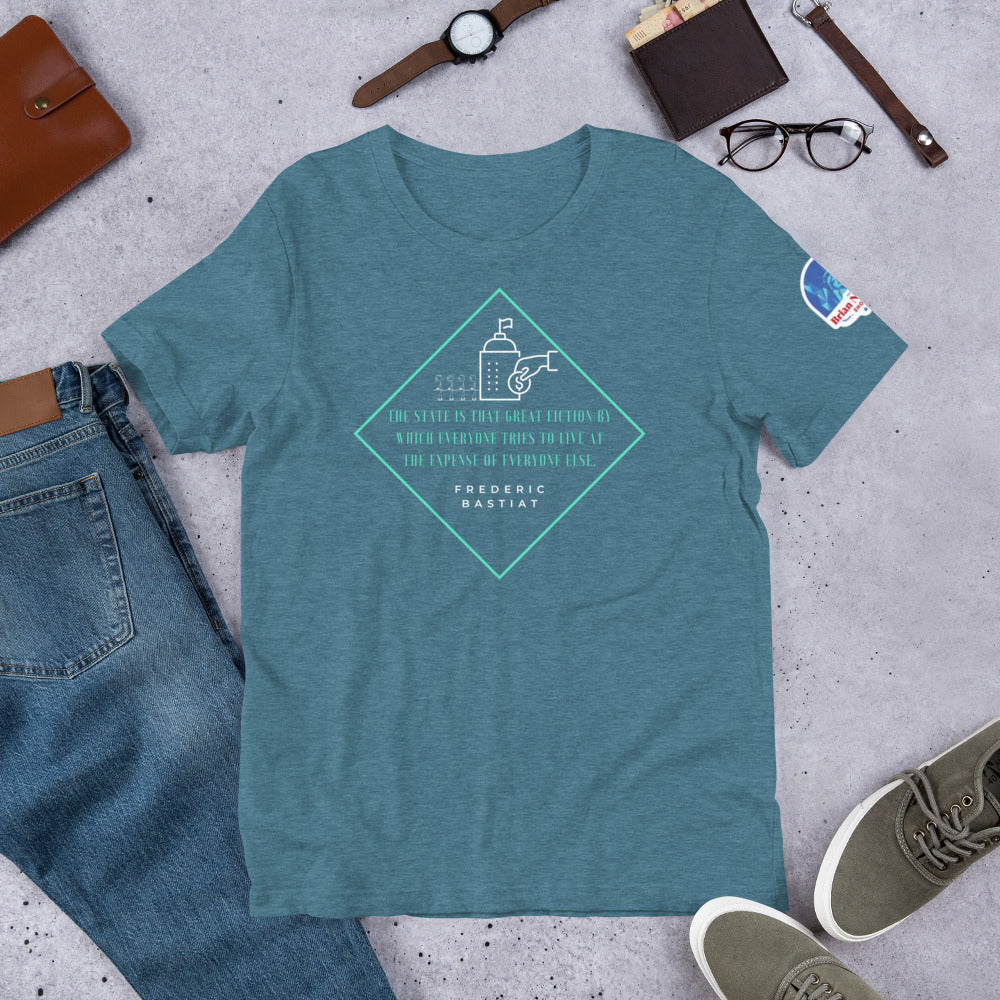The State is the Great Fiction - Frederic Bastiat Unisex t-shirt