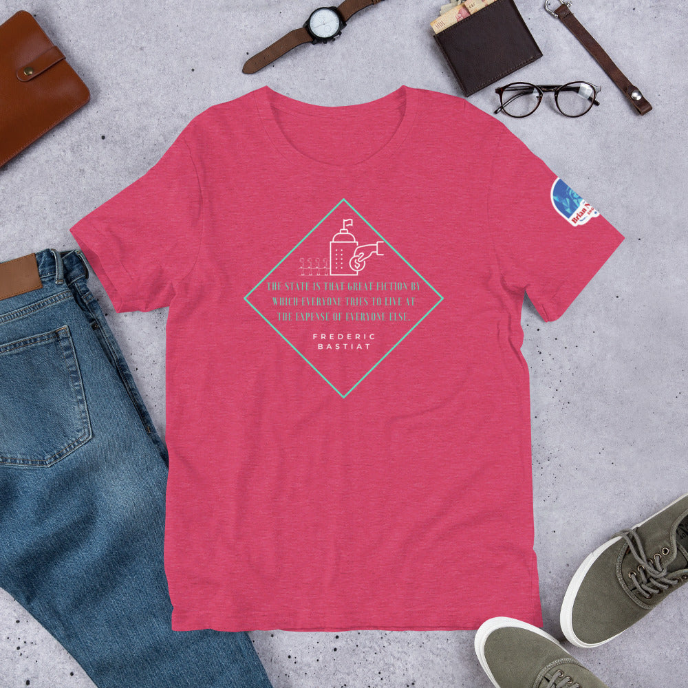 The State is the Great Fiction - Frederic Bastiat Unisex t-shirt