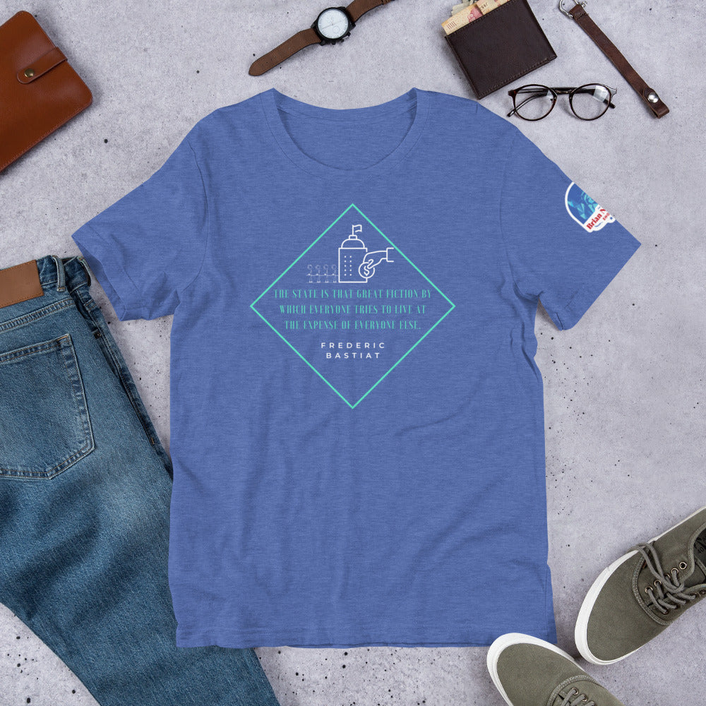 The State is the Great Fiction - Frederic Bastiat Unisex t-shirt