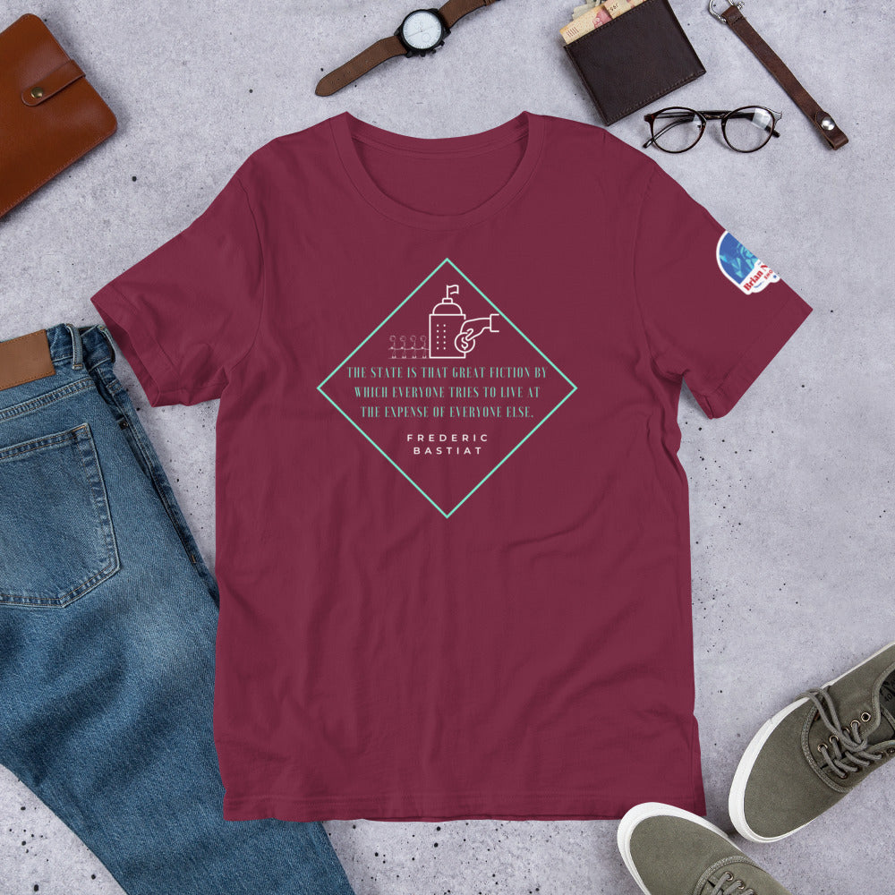 The State is the Great Fiction - Frederic Bastiat Unisex t-shirt