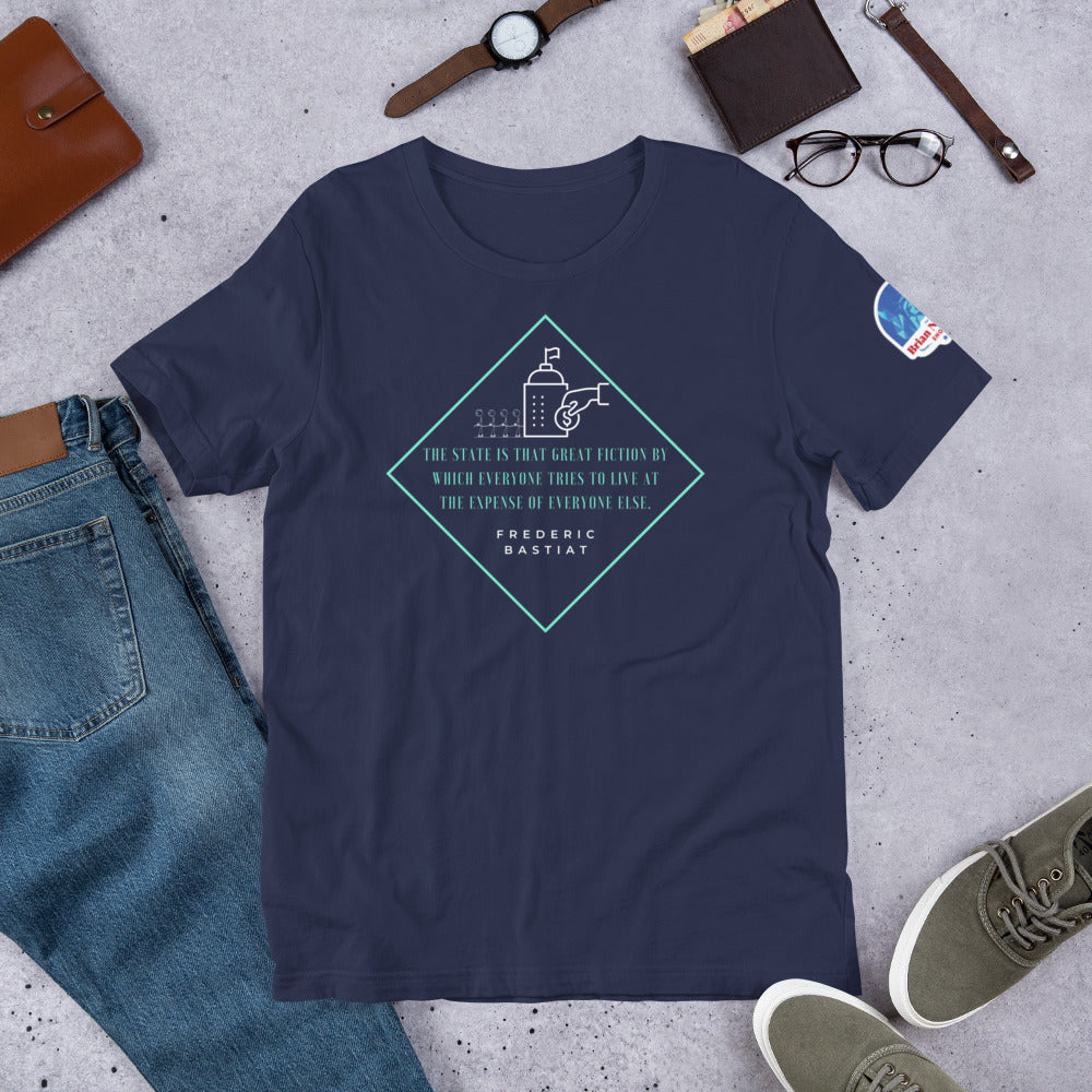 The State is the Great Fiction - Frederic Bastiat Unisex t-shirt