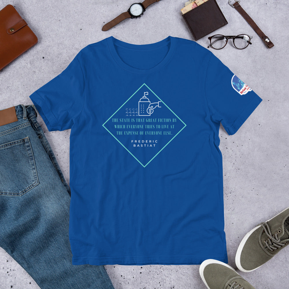 The State is the Great Fiction - Frederic Bastiat Unisex t-shirt
