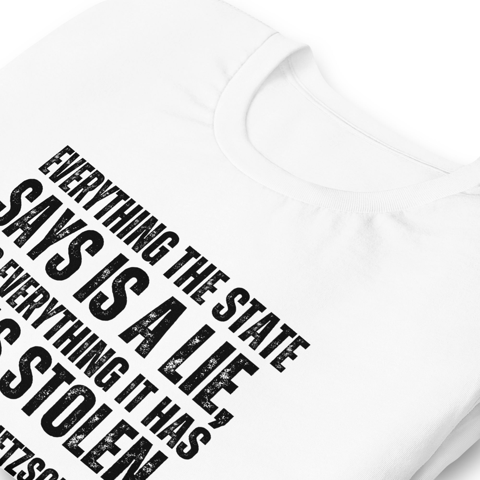 Everything the State says is a Lie, and Everything it has it has Stolen Unisex t-shirt