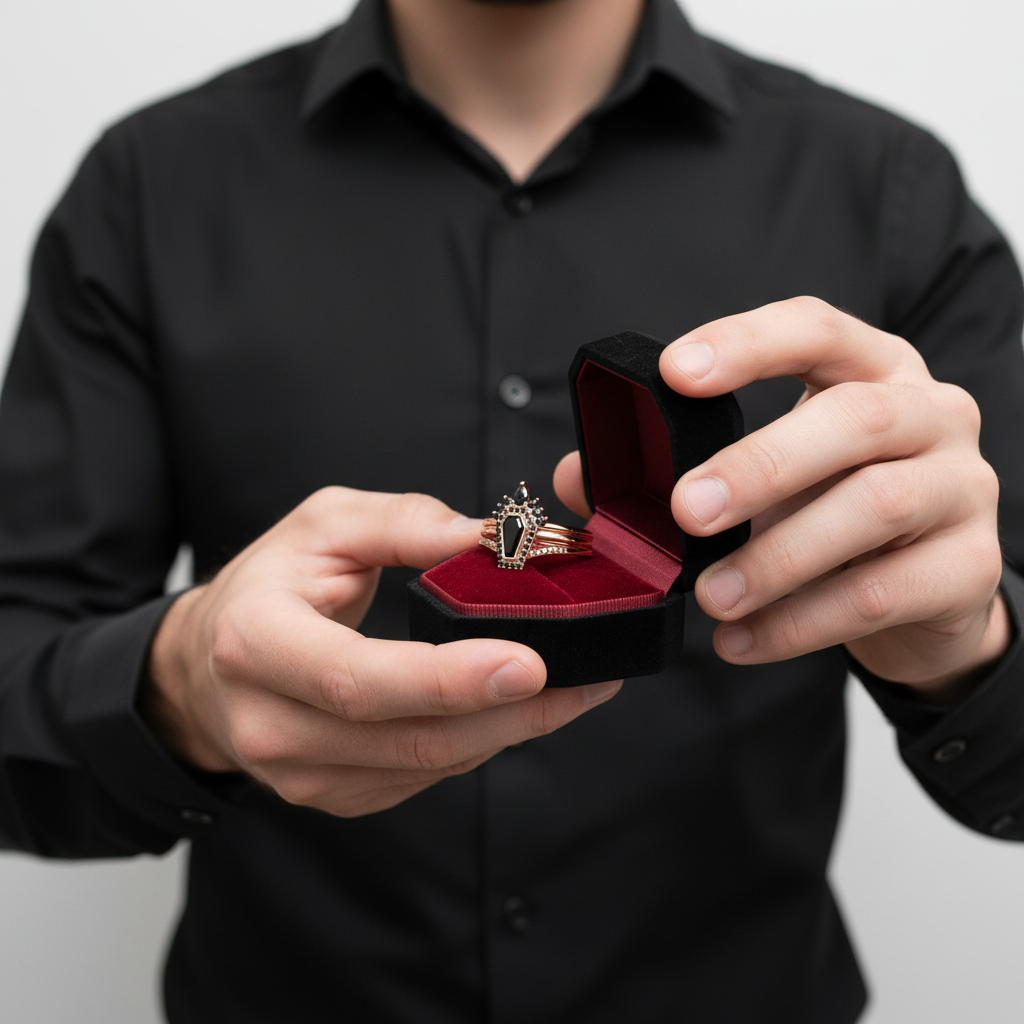 Until Death Rings- Limited Coffin Shape Diamond Option Wedding Rings