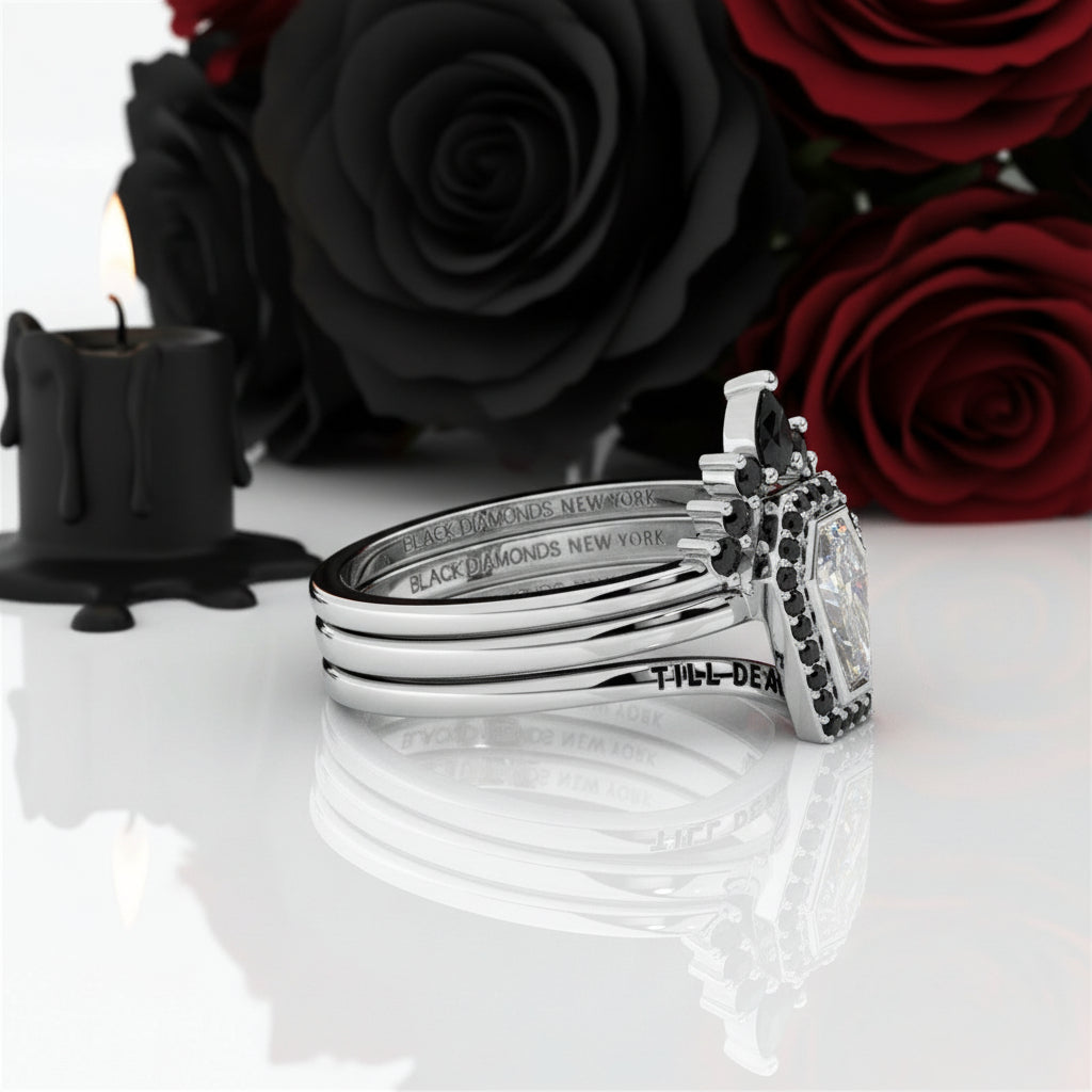 Until Death Rings- Limited Coffin Shape Diamond Option Wedding Rings