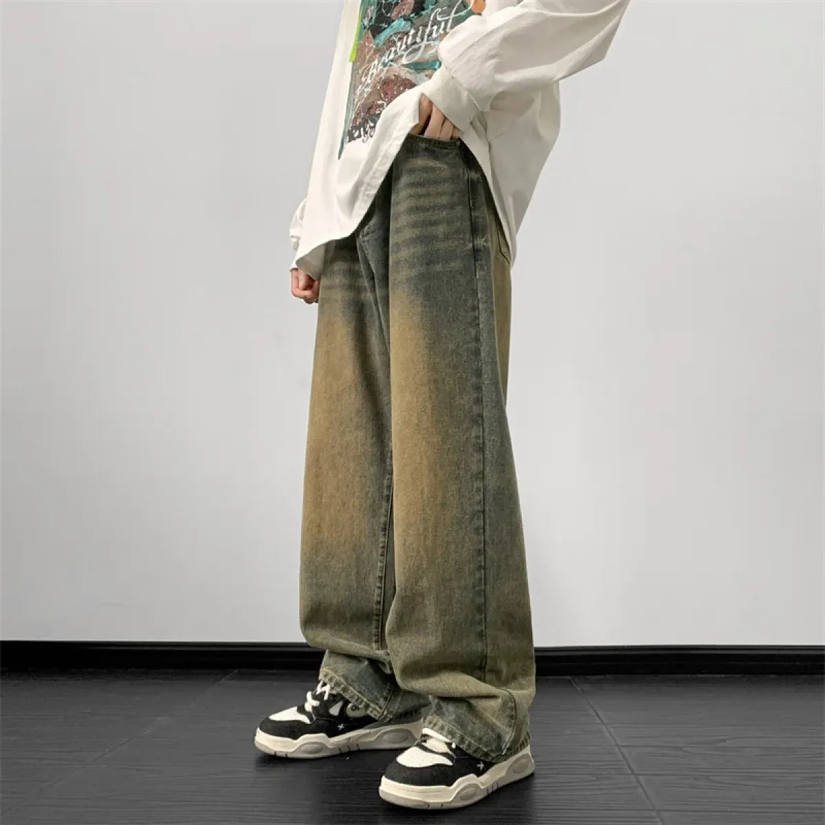 Vintage Wide Leg Denim Pants – Men's Harajuku Streetwear Jeans