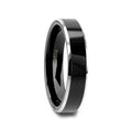 VALENCIA Women's Black Tungsten Ring, Polished Finish with White Tungsten Bevels - 4mm