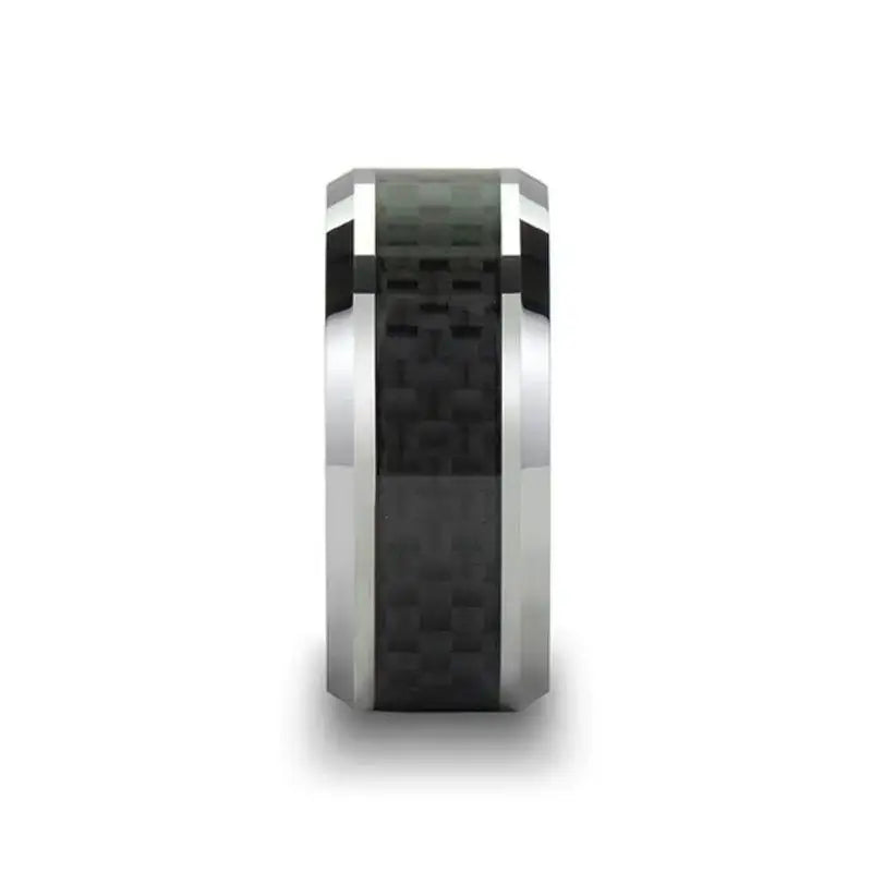 INDIANAPOLIS Black Carbon Fiber Inlay Tungsten Carbide Ring - 10mm