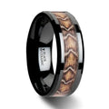 FANG Black Ceramic Wedding Ring with Boa Snake Skin Design Inlay - 8mm