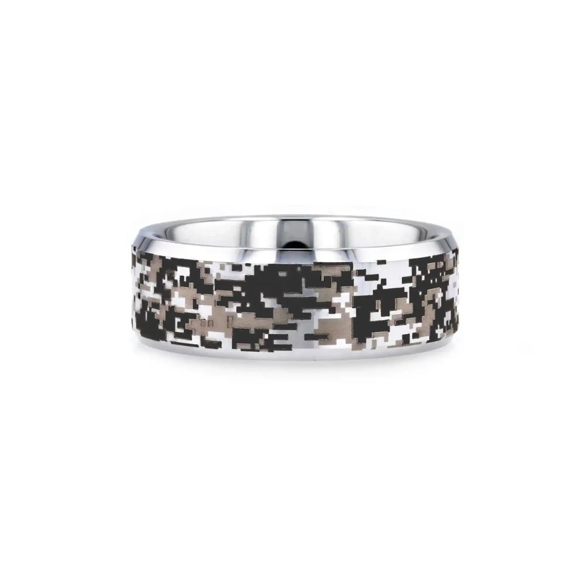 STEALTH Tungsten Carbide Wedding Ring with Engraved Digital Camouflage - 8mm