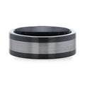 ENDAST Black Ceramic with Brushed Tungsten Inlay Wedding Band - 8mm