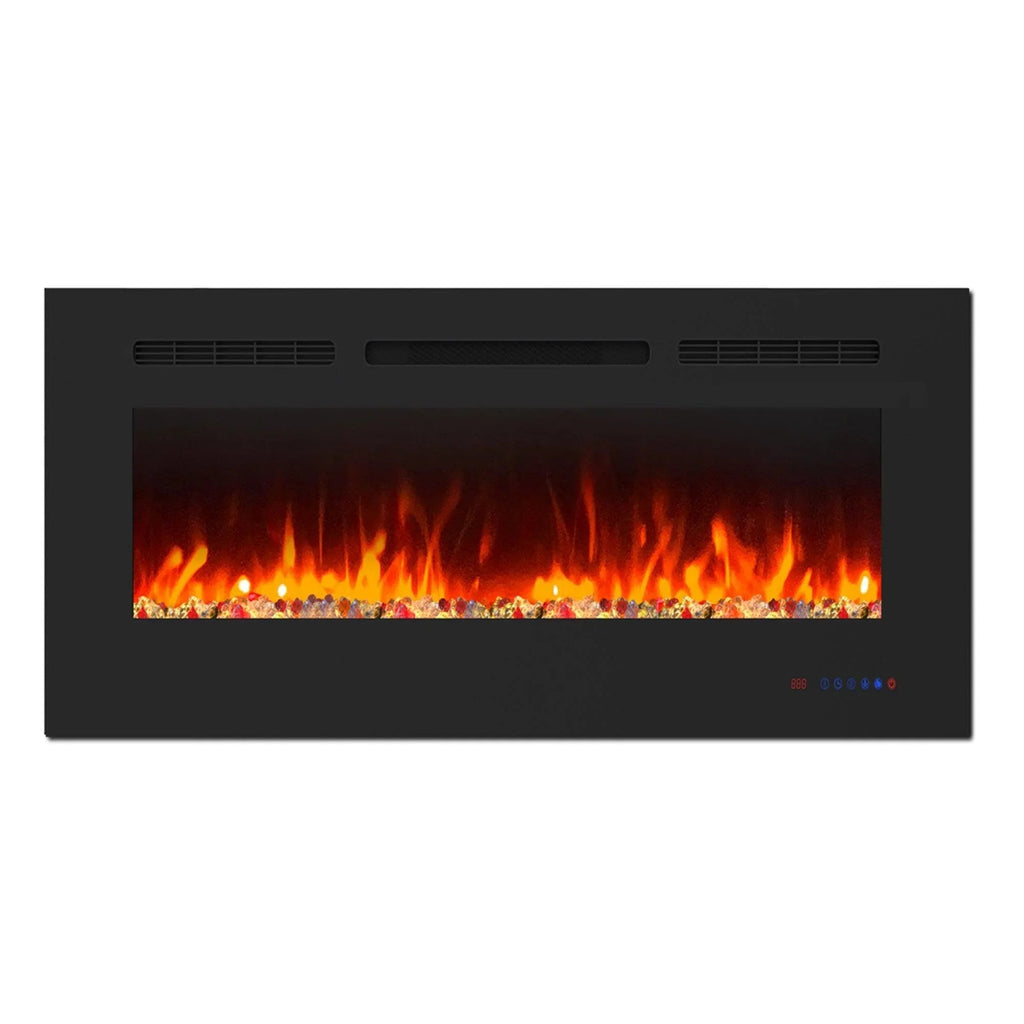 Insert or Wall-Mount Electric Fireplace with Remote Control and Touch Screen in 13 Flame Colors and Base Lights