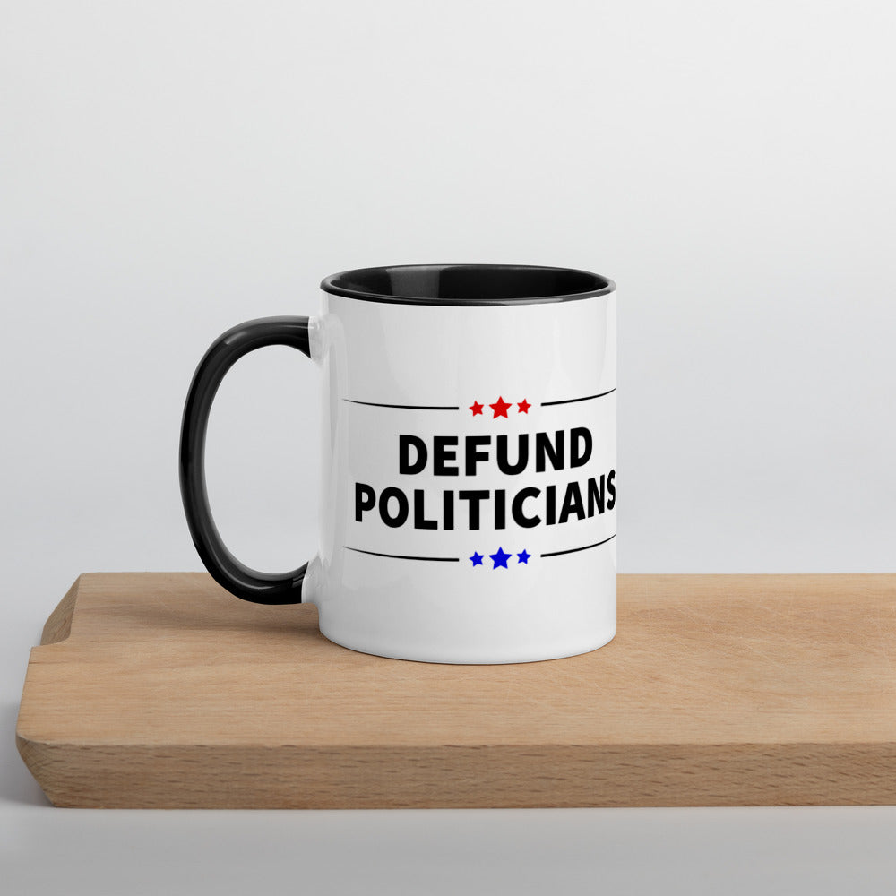 Defund Politicians (Red and Blue) Mug with Color Inside