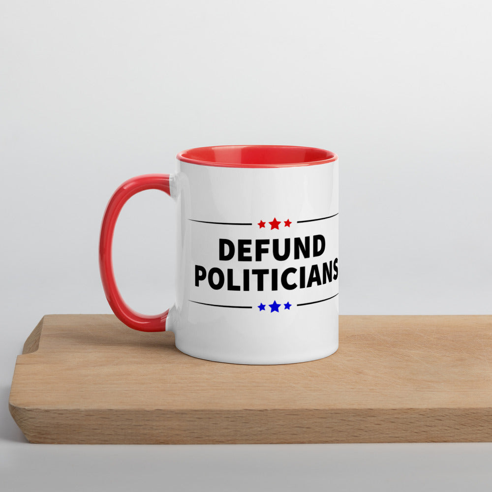 Defund Politicians (Red and Blue) Mug with Color Inside