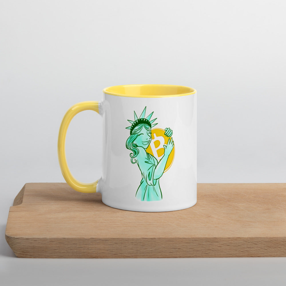 Bitcoin Statue of Liberty Mug with Color Inside