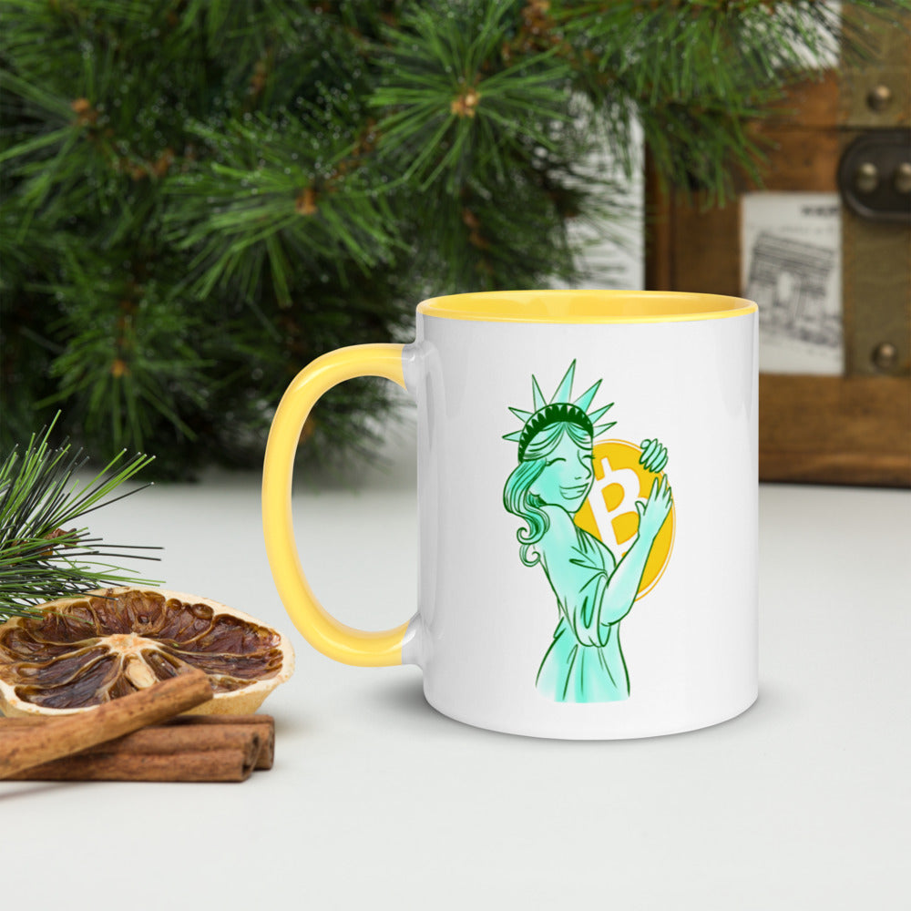 Bitcoin Statue of Liberty Mug with Color Inside