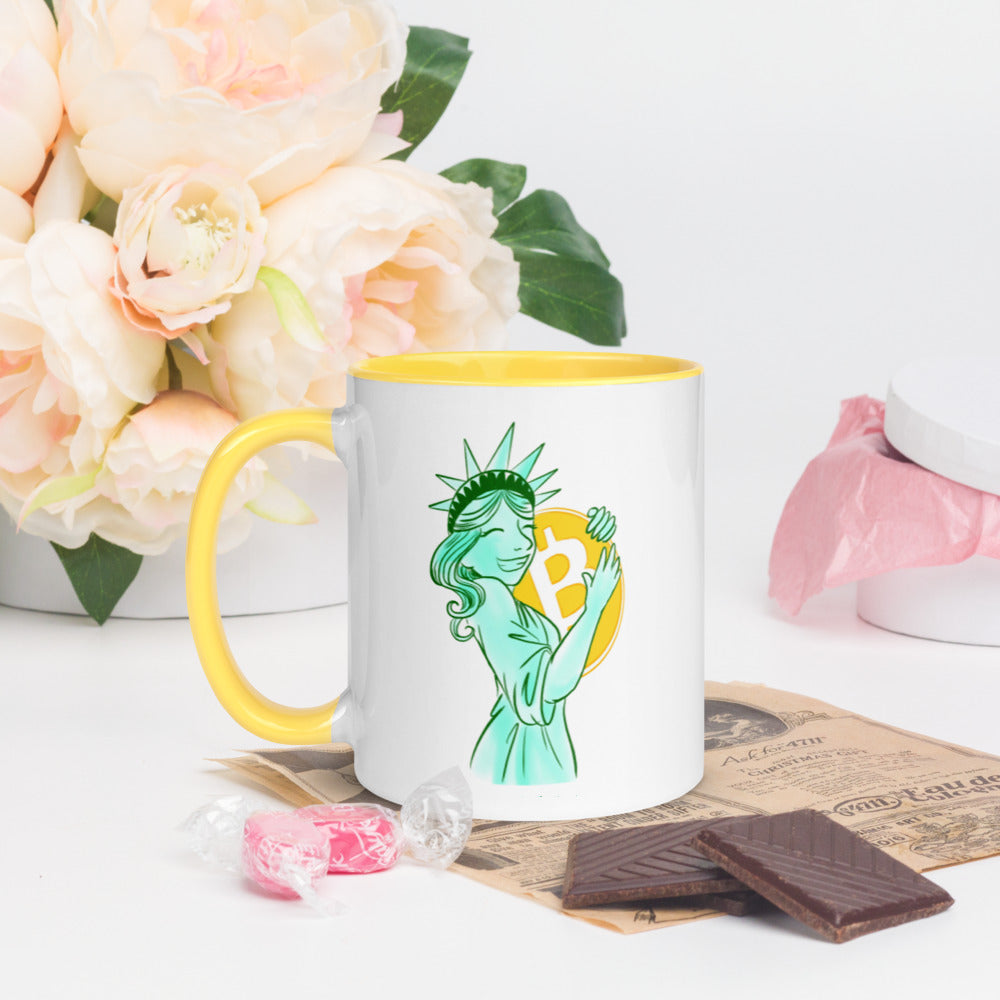 Bitcoin Statue of Liberty Mug with Color Inside