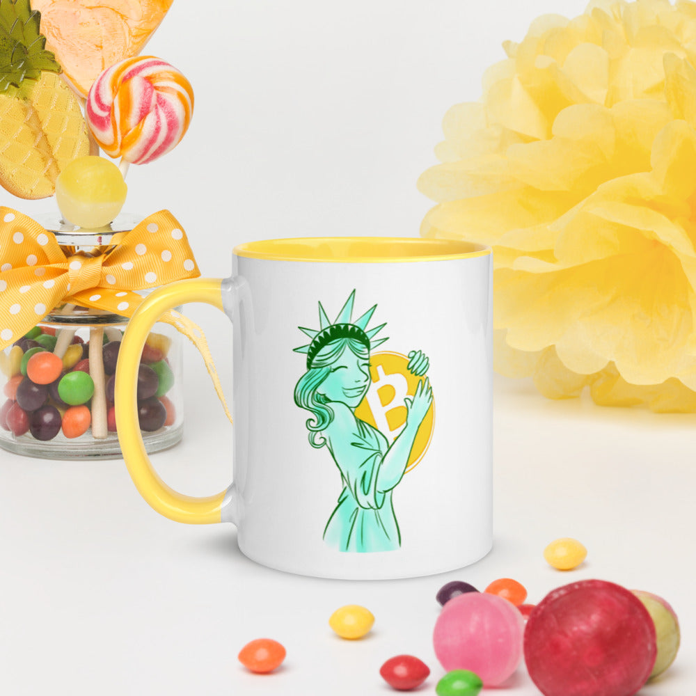 Bitcoin Statue of Liberty Mug with Color Inside
