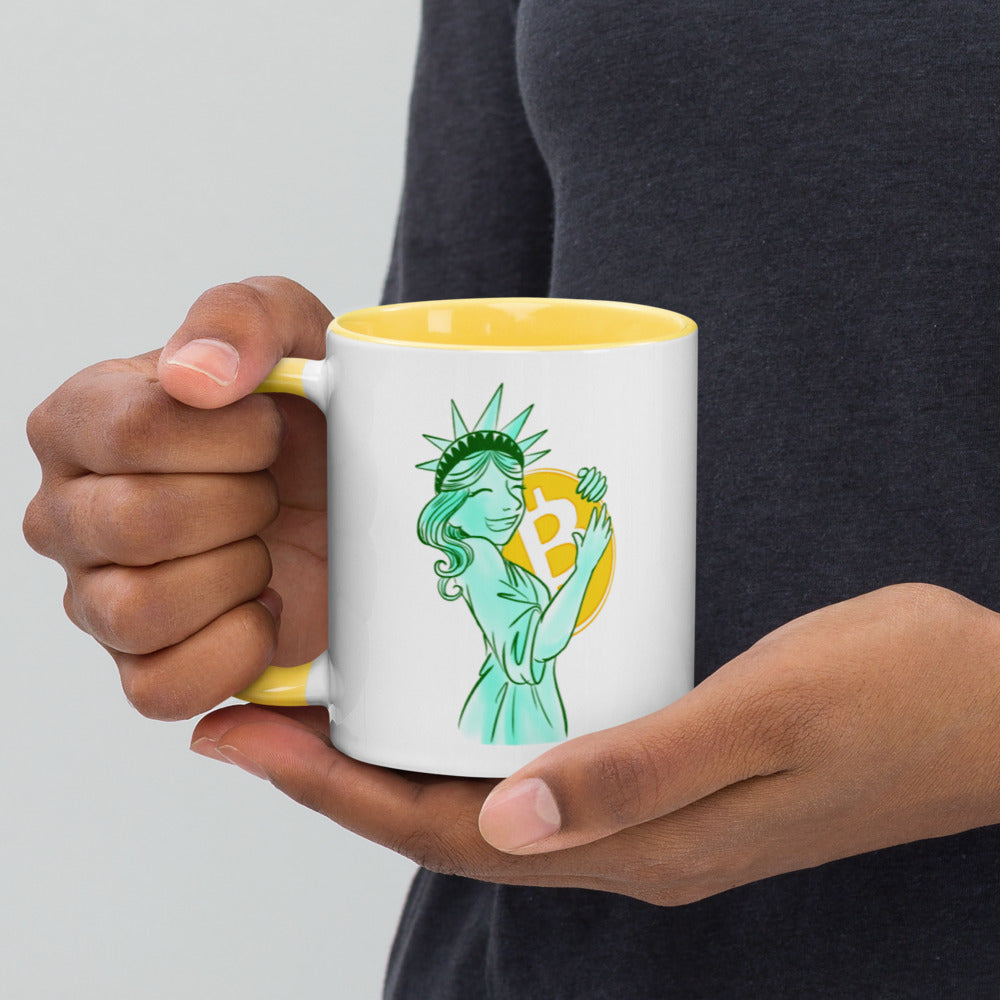 Bitcoin Statue of Liberty Mug with Color Inside