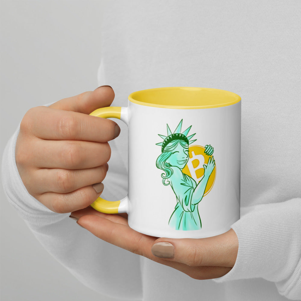 Bitcoin Statue of Liberty Mug with Color Inside