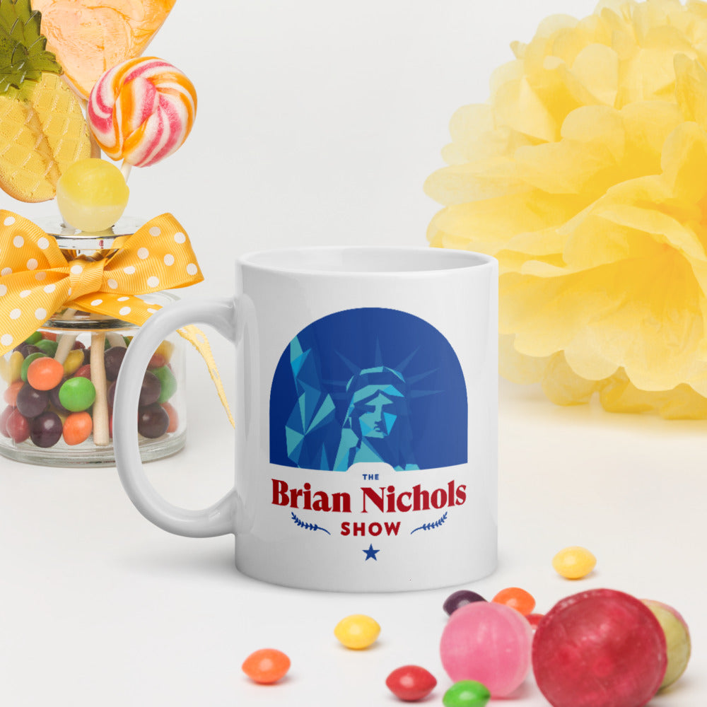 Brian Nichols Show Logo White glossy mug