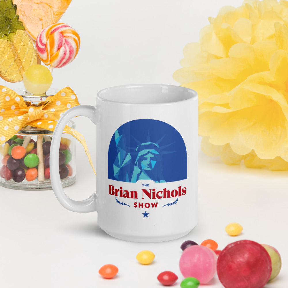 Brian Nichols Show Logo White glossy mug