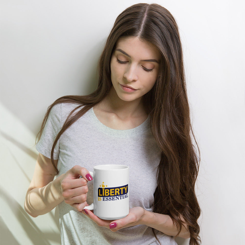 Liberty is Essential White glossy mug