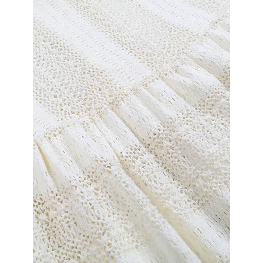 White Lace Turtleneck Dress: Sexy Slim Fit with Tassel Sleeves