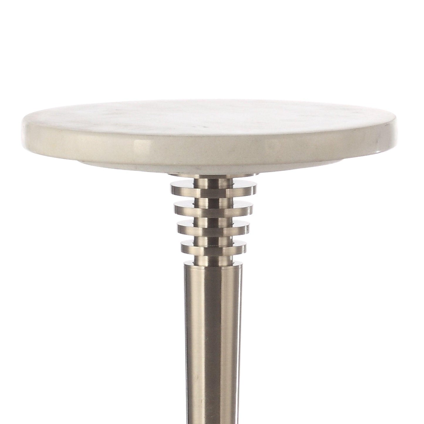 White Marble & Metal Table with Pedestal Base