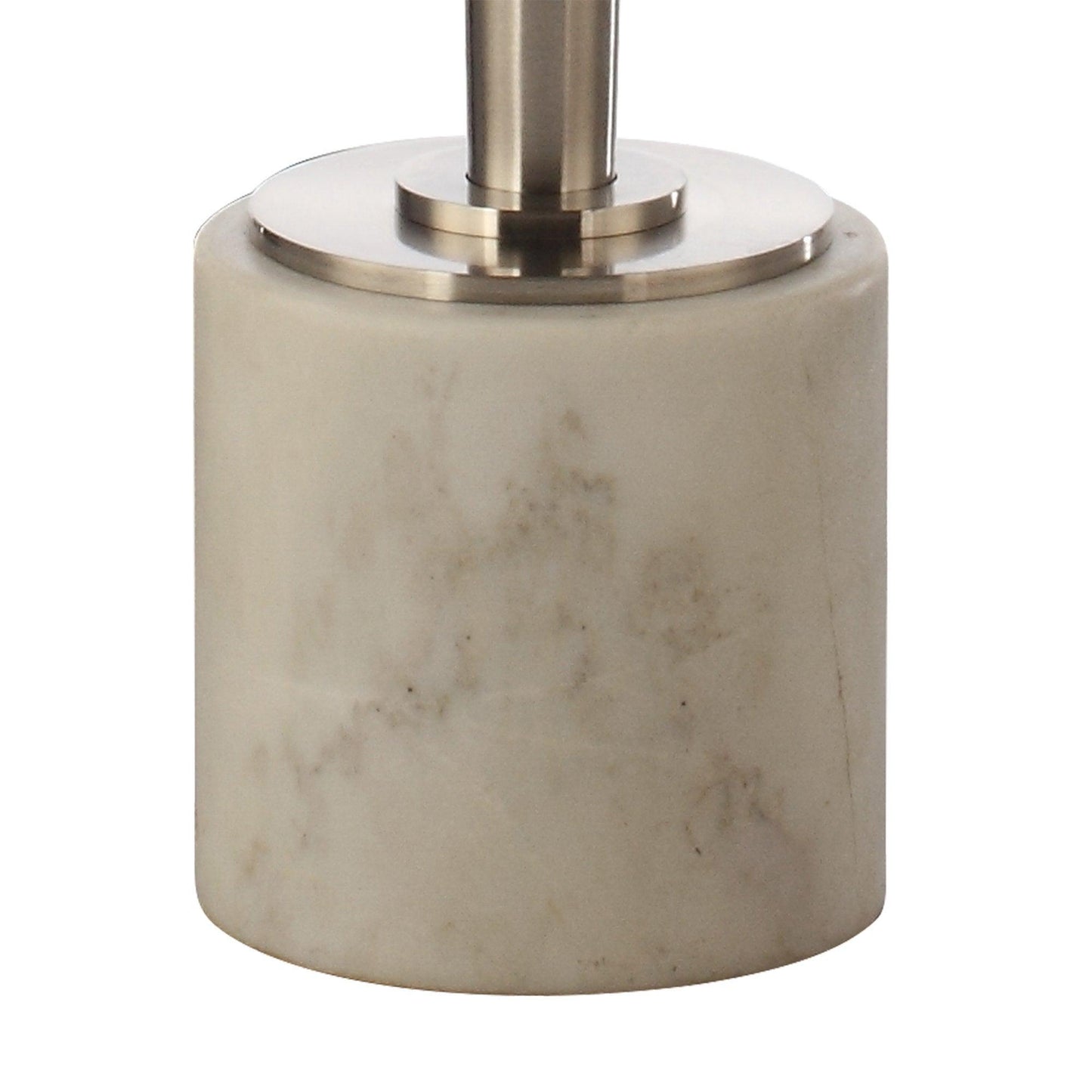 White Marble & Metal Table with Pedestal Base