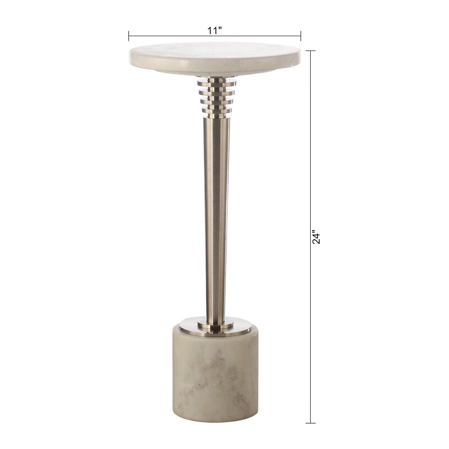 White Marble & Metal Table with Pedestal Base