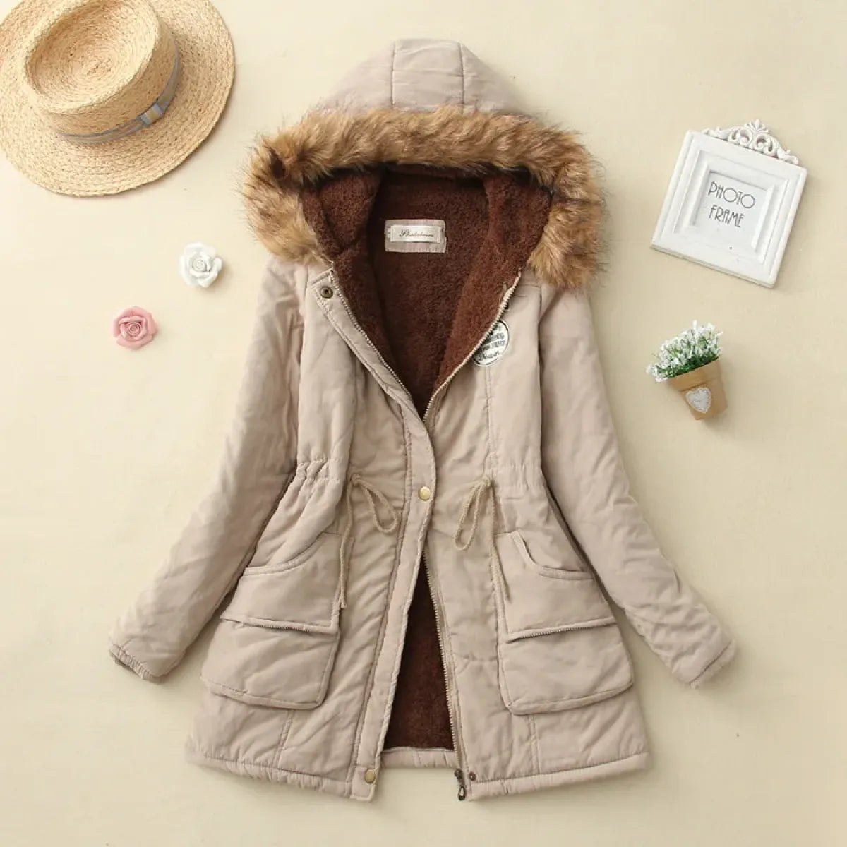 Women's Winter Cotton Jacket - Hooded Slim Fit Warm Parka